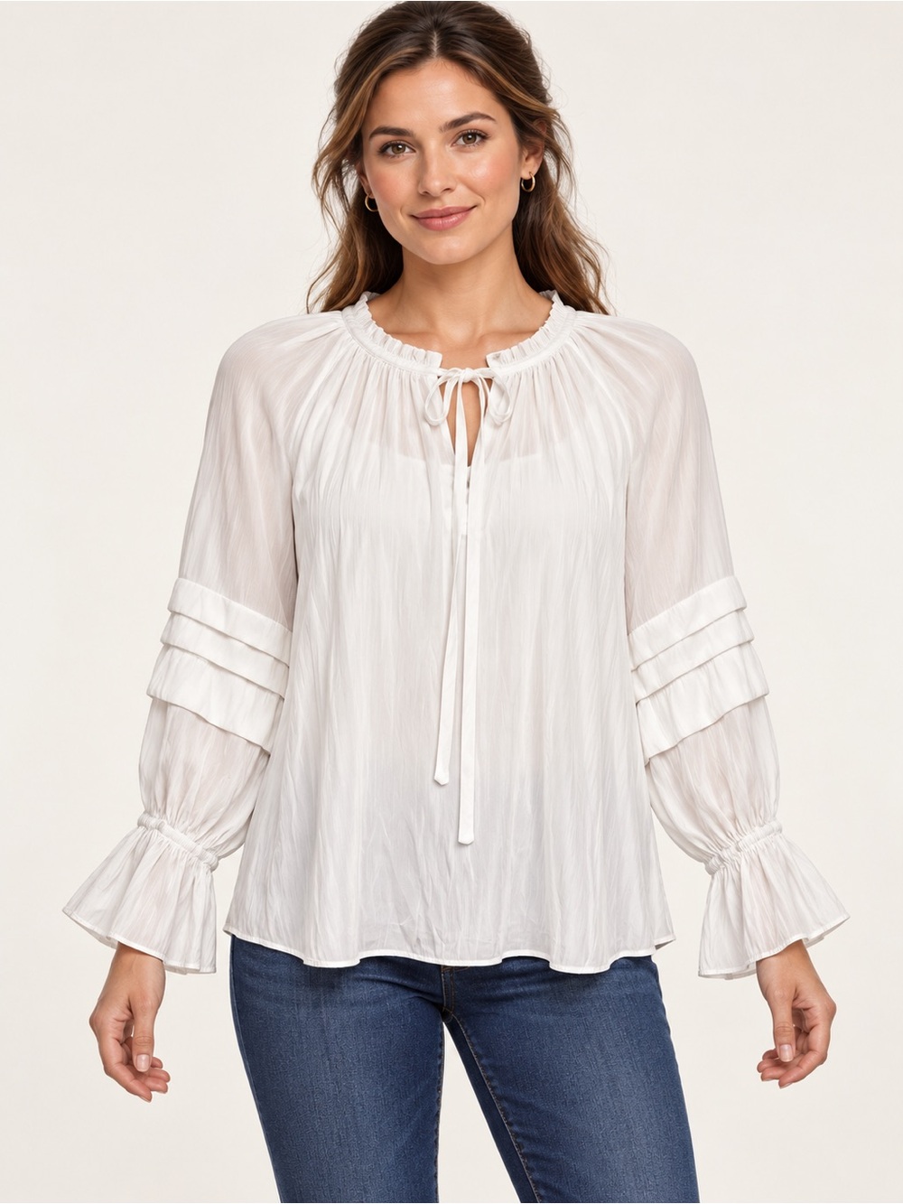 Ramy Brook Reggie Pleated Tie-Neck Top NWOT S/P Retail $388